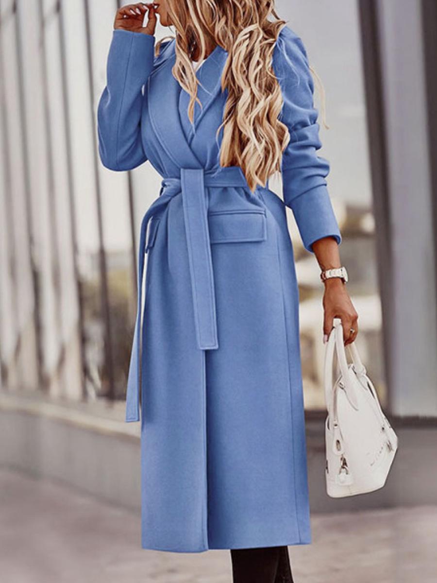 Fashion Lady Solid Color Overcoat