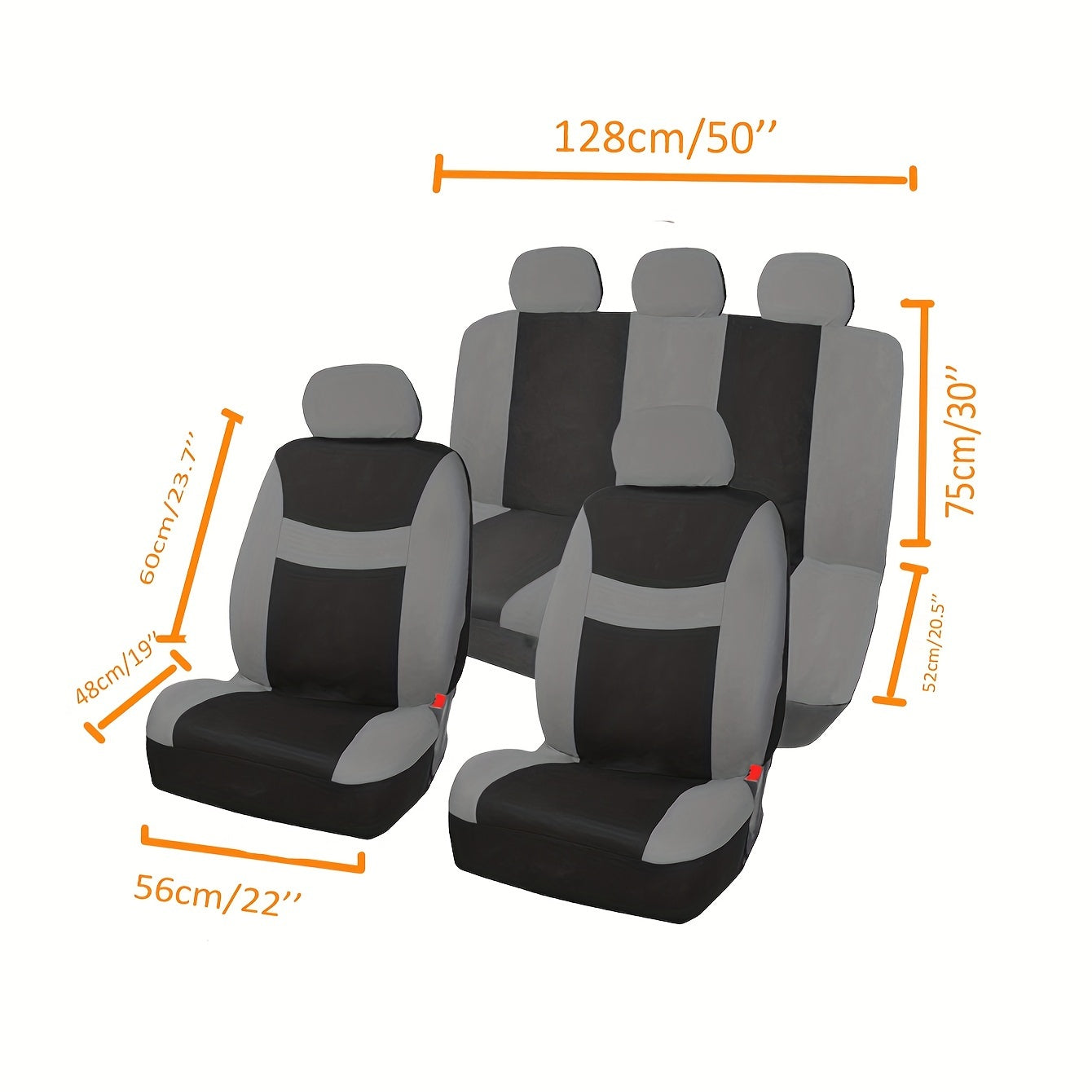 9pcs Polyester Fabric Car Seat Cover Universal Style Multi-color