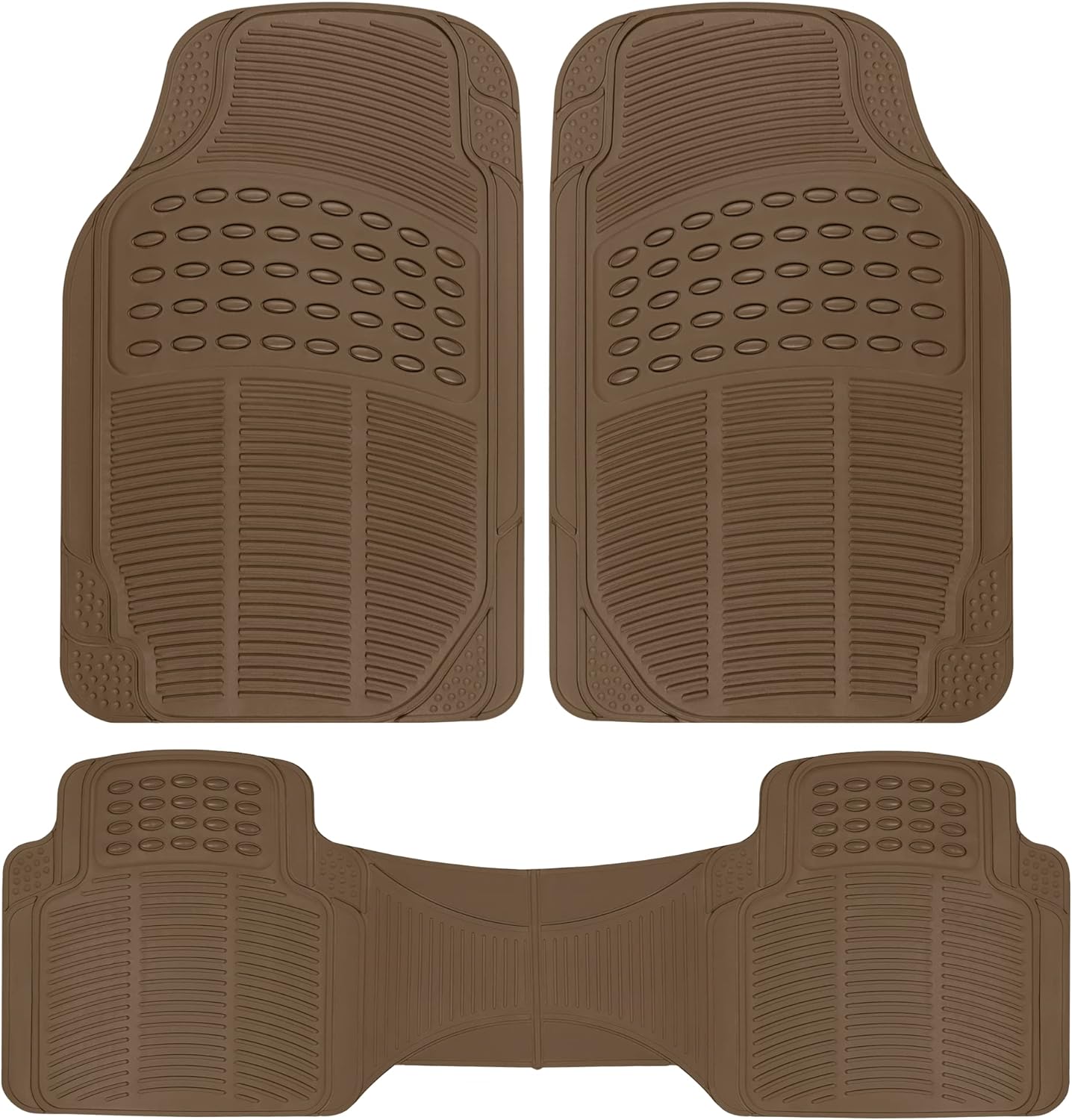 BDK ProLiner Floor Mats for Cars Trucks SUV, Beige 3-Piece Heavy Duty Car Mats with Universal Fit , All Weather Car Floor Liners