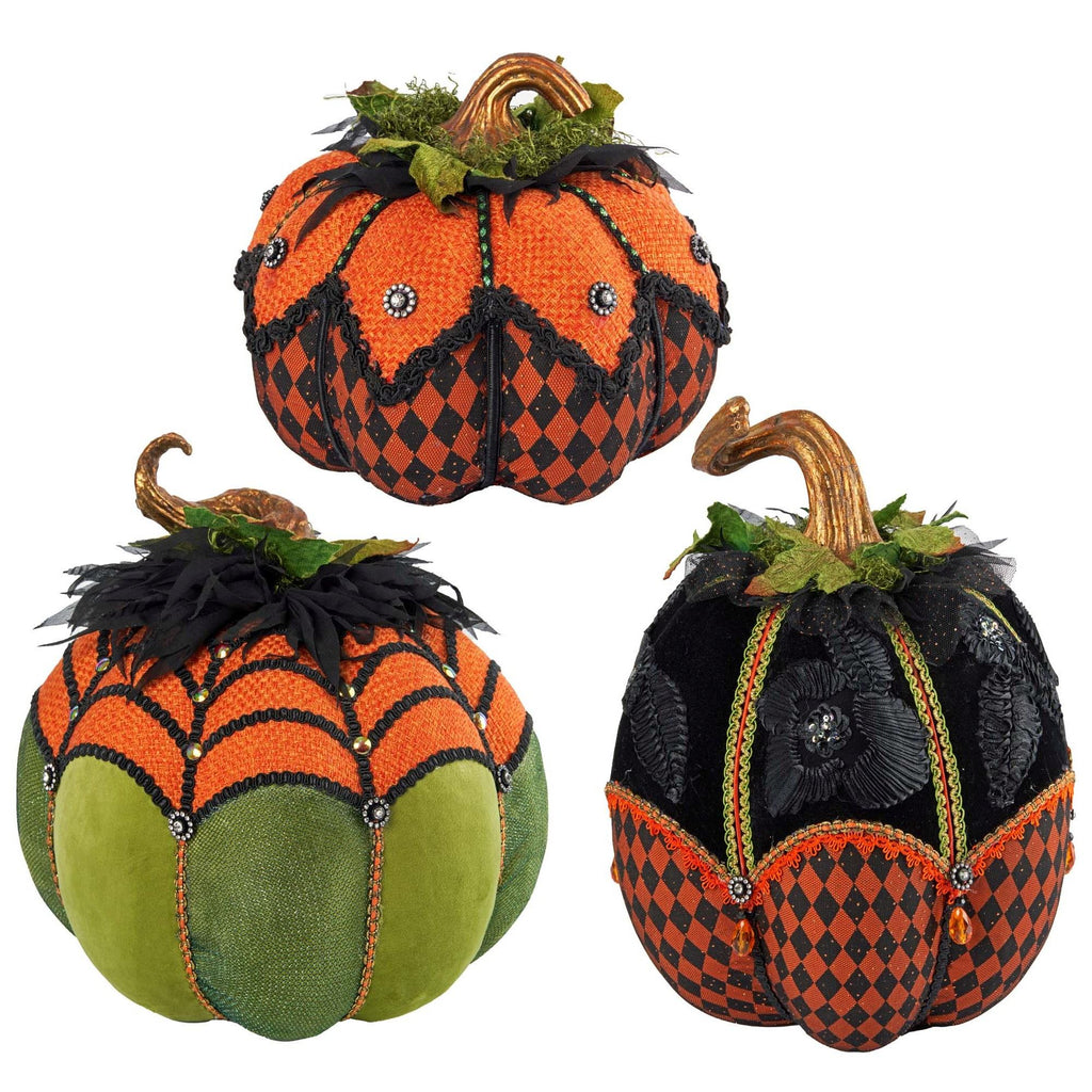 Katherine's Collection 2023 Bewitching Bash Paper Mache Pumpkins Decor, Set of 3