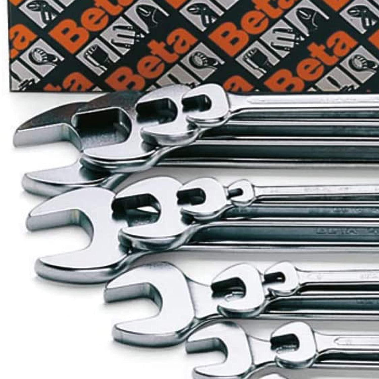 Beta 42/S17 Offset Combination Wrench Set, 17 Pieces ranging from 6mm to 22mm in box, with Bright Chrome Plated