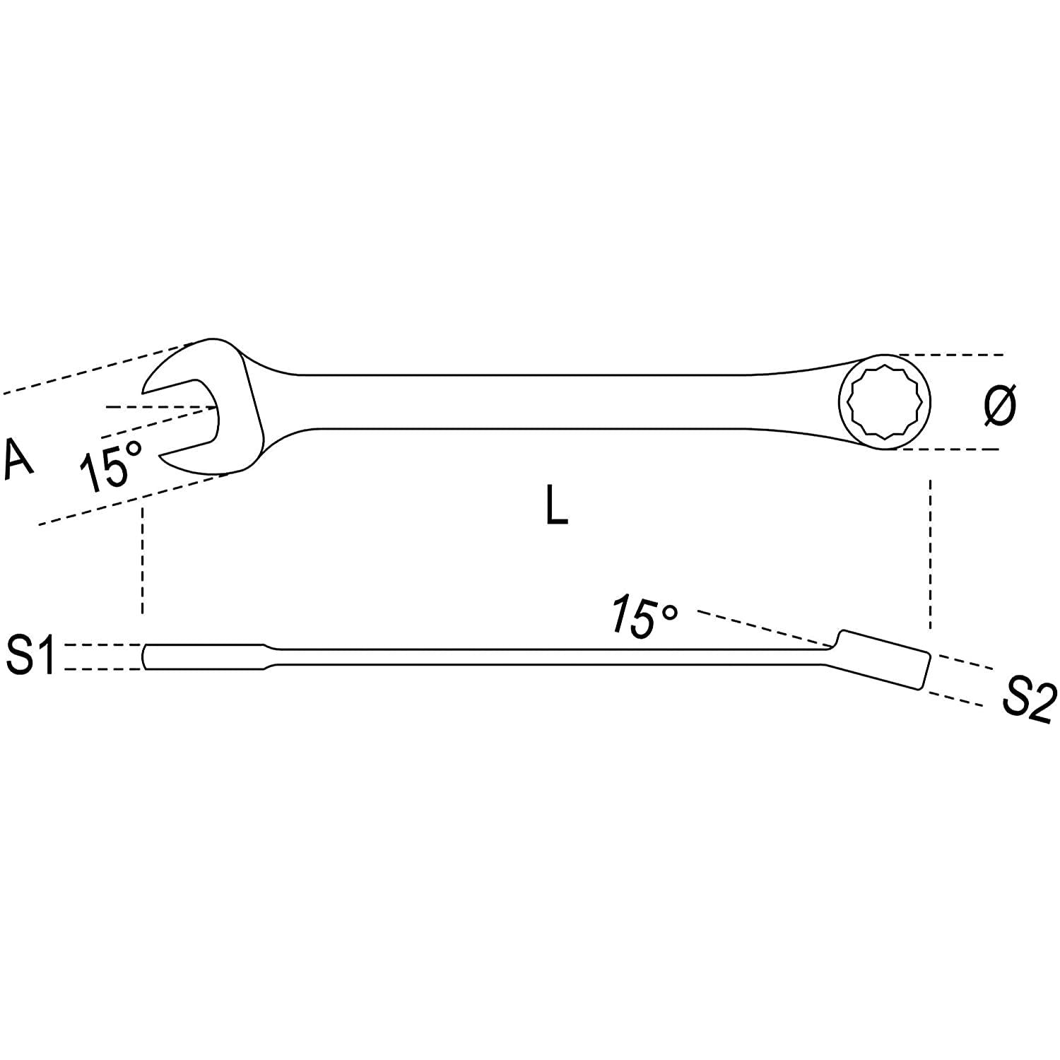 Beta 42/S17 Offset Combination Wrench Set, 17 Pieces ranging from 6mm to 22mm in box, with Bright Chrome Plated