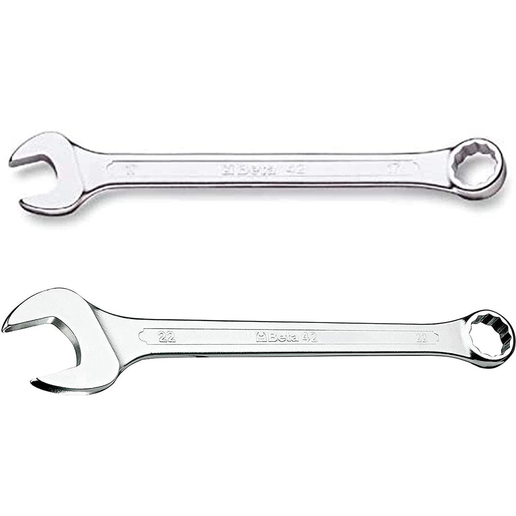 Beta 42/S17 Offset Combination Wrench Set, 17 Pieces ranging from 6mm to 22mm in box, with Bright Chrome Plated