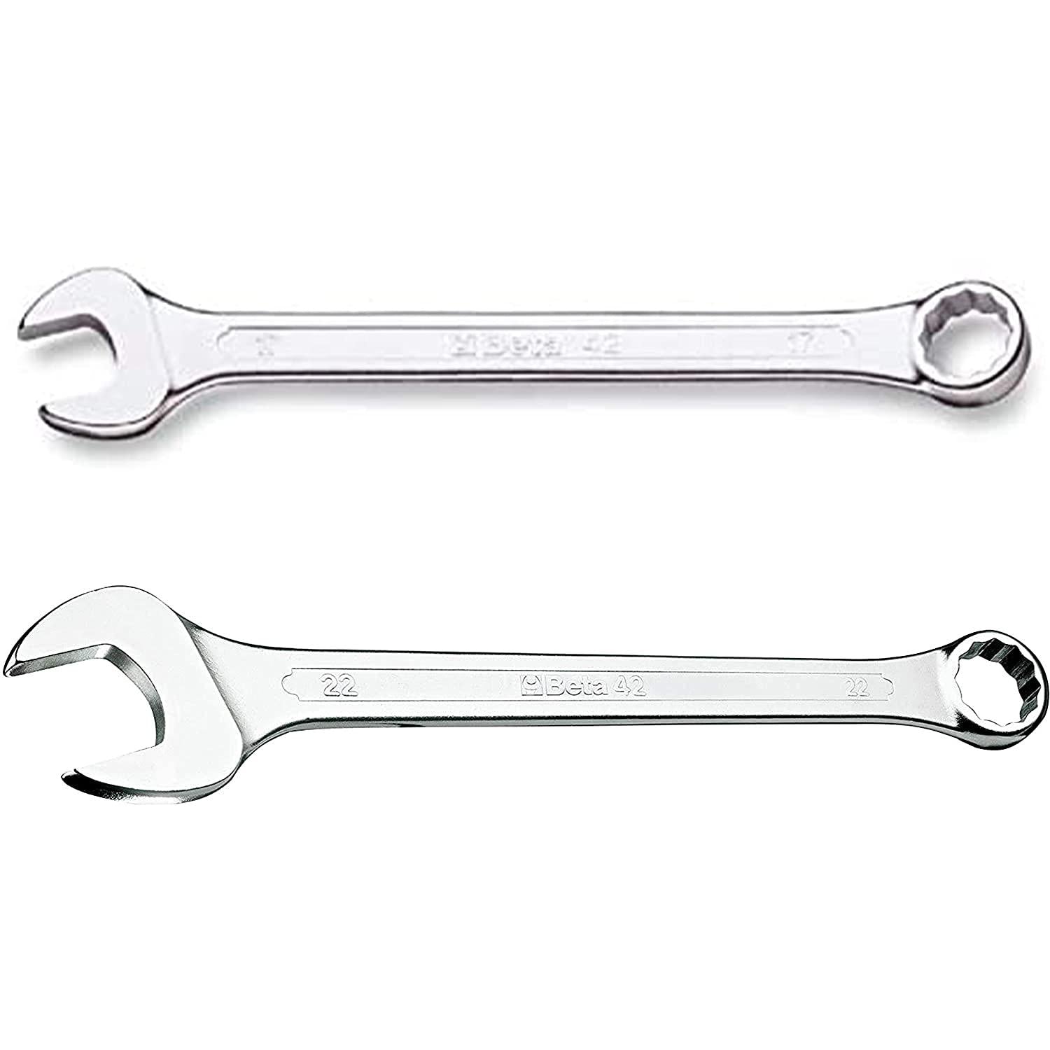 Beta 42/S17 Offset Combination Wrench Set, 17 Pieces ranging from 6mm to 22mm in box, with Bright Chrome Plated
