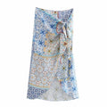 patchwork slit midi skirt