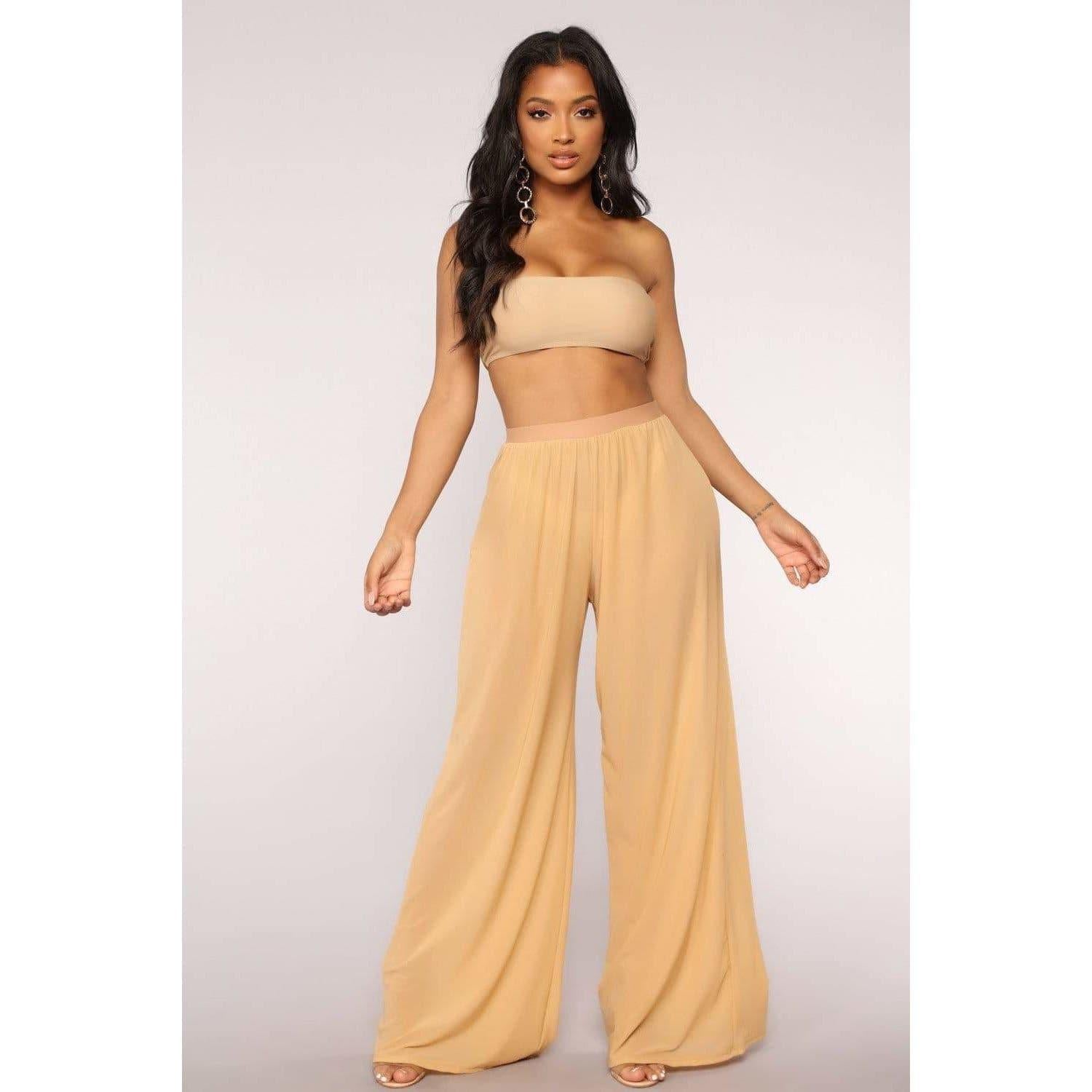 see through wide leg high waist trousers