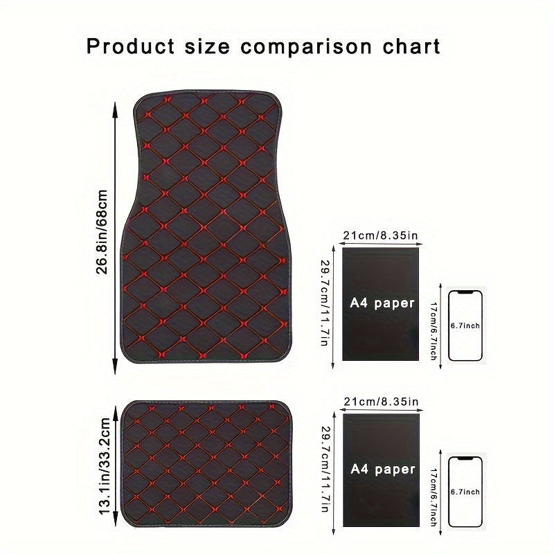 4pcs Car Floor Mats Universal Waterproof Front Rear Full Set Auto Rugs Leather Car Carpet Accessories Interior