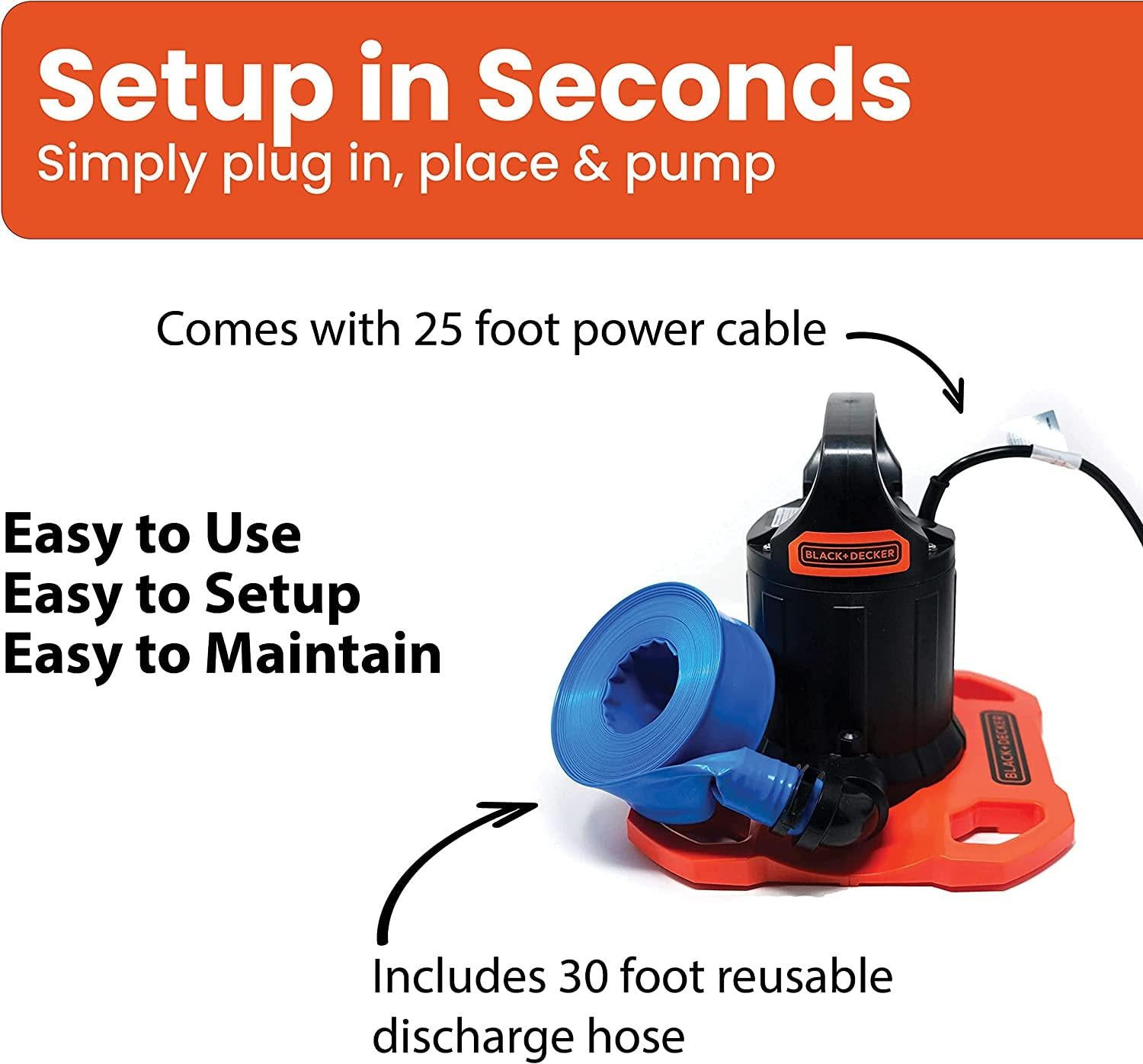 BLACK+DECKER Cover Pump, 1500 GPH Automatic