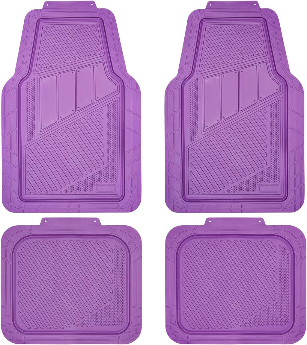 CAR PASS Heavy Duty Rubber Floor Mats 4-Piece Car Mat Set - Universal Waterproof Floor Mats for Car SUV Truck, Durable All-Weather Mats(Purple)