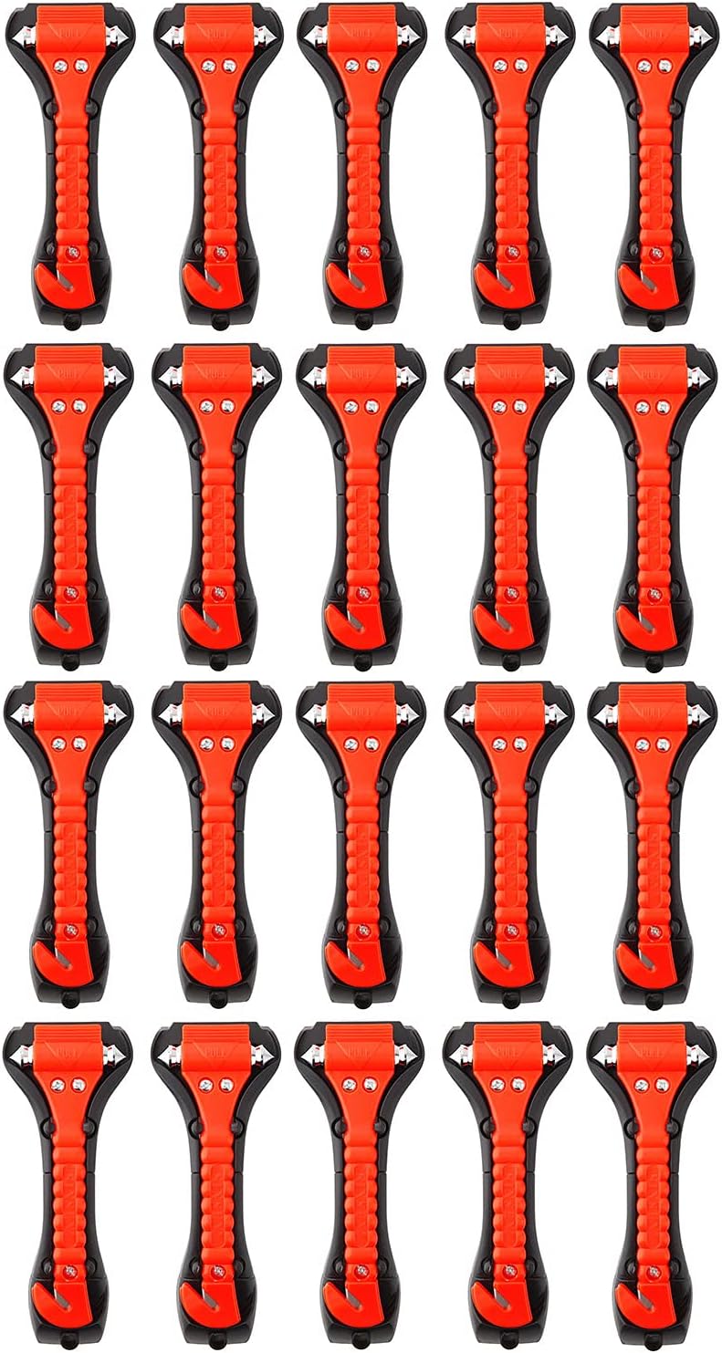 20 PCS Car Safety Hammer Emergency Escape Tool Auto Car Window Glass Hammer Breaker and Seat Belt Cutter Escape 2-in-1 for Family Rescue &amp; Auto Emergency Escape Tools