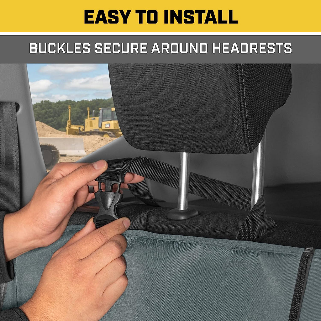 CatFlexfit Back Seat Cover for Cars Trucks SUV, Zipper Split Rear Bench Protector with Durable Canvas Material, Interior Cover in Gray