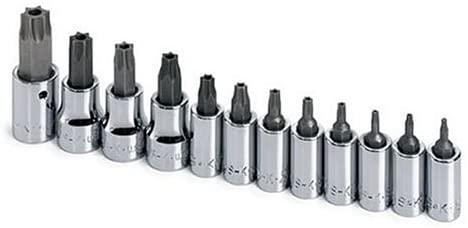 SK Hand Tools 19768 12-Piece 1/4-Inch and 3/8-Inch Drive Tamper-Proof Torx Bit Socket Set