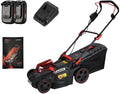 Electric Rotary Lawn Mower, 35 Litre Grass Box 37 cm Cutting Width Cordless Grass Trimmer 25-75mm Height Adjust Waterproof Include Batteries Charger