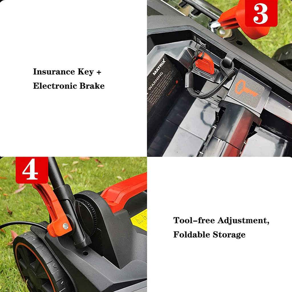 Electric Rotary Lawn Mower, 35 Litre Grass Box 37 cm Cutting Width Cordless Grass Trimmer 25-75mm Height Adjust Waterproof Include Batteries Charger