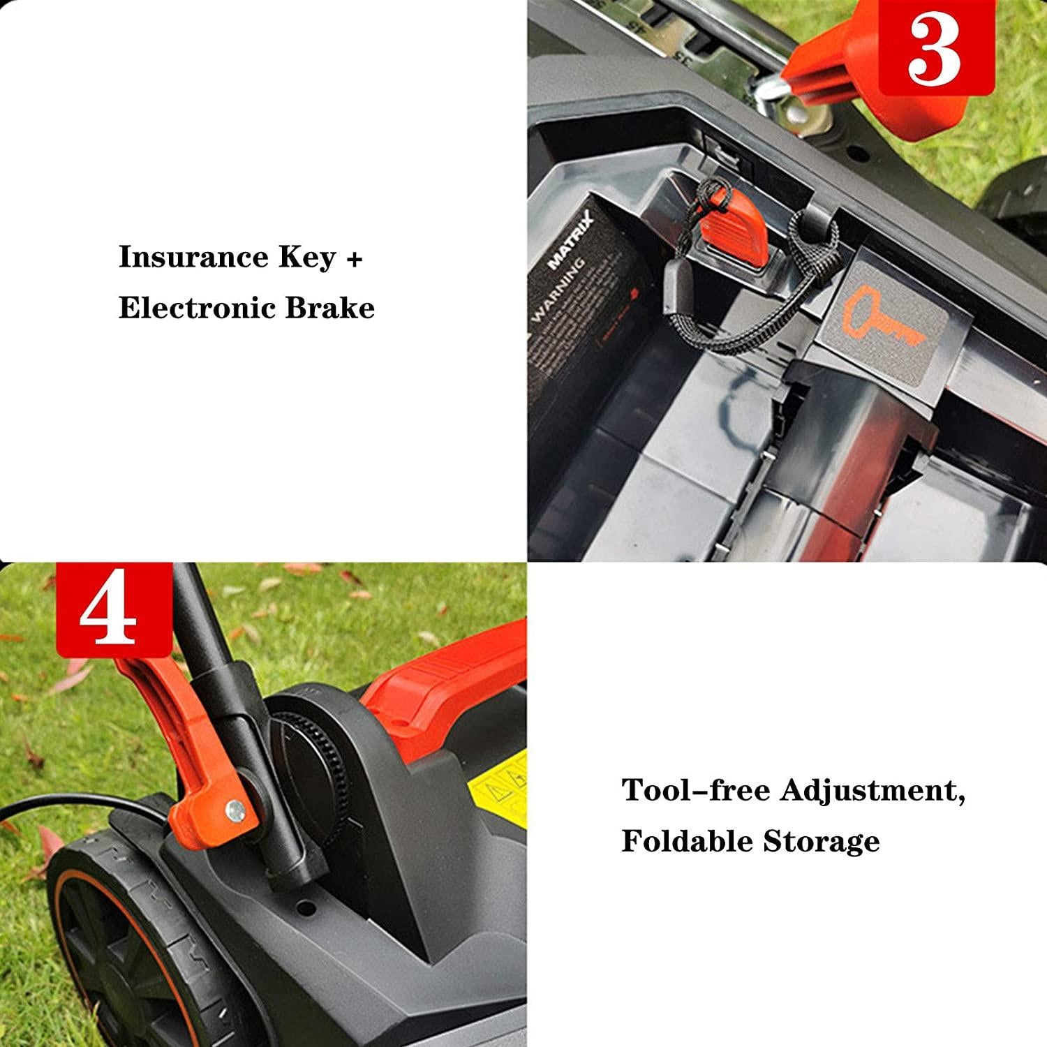 Electric Rotary Lawn Mower, 35 Litre Grass Box 37 cm Cutting Width Cordless Grass Trimmer 25-75mm Height Adjust Waterproof Include Batteries Charger