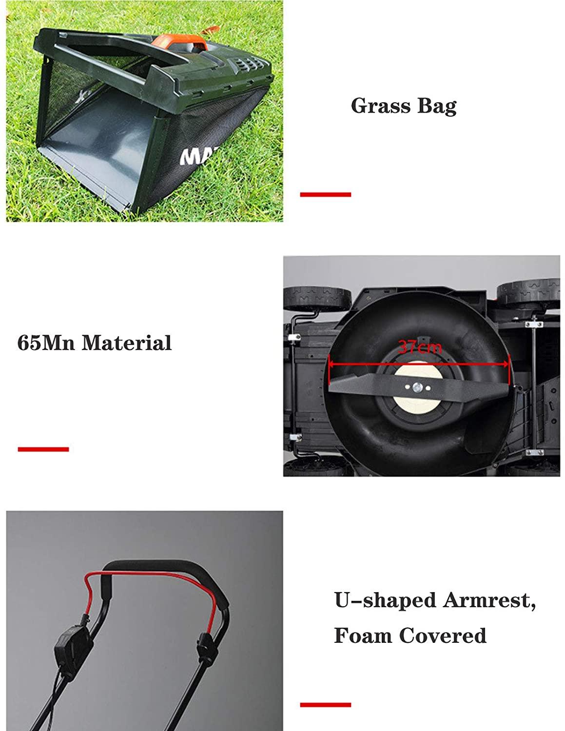 Electric Rotary Lawn Mower, 35 Litre Grass Box 37 cm Cutting Width Cordless Grass Trimmer 25-75mm Height Adjust Waterproof Include Batteries Charger