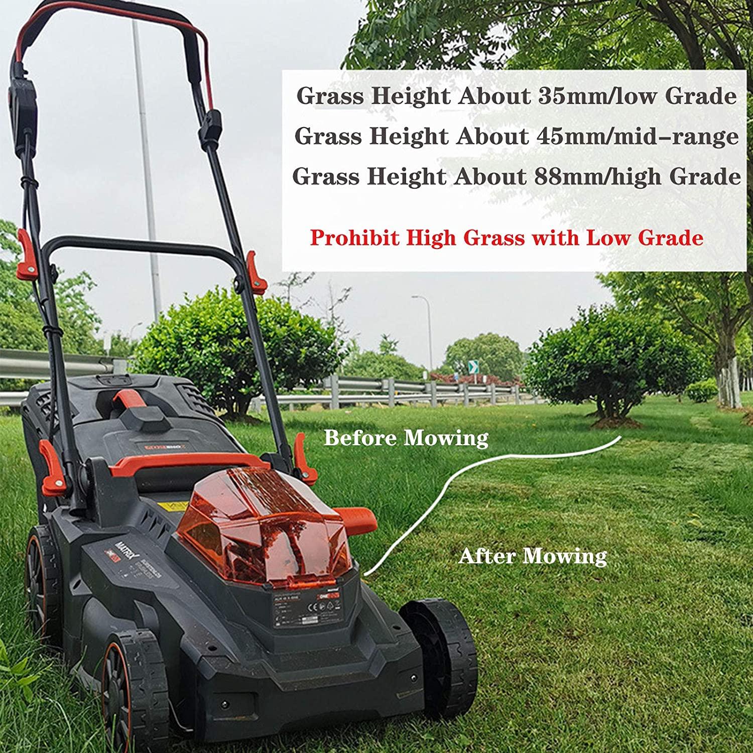 Electric Rotary Lawn Mower, 35 Litre Grass Box 37 cm Cutting Width Cordless Grass Trimmer 25-75mm Height Adjust Waterproof Include Batteries Charger
