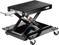 VIVOHOME 1100 Lbs Steel Wide Deck Motorcycle Lift ATV Scissor Lift Jack with Dolly and Hand Crank Bikes GaraRepair Hoist Stand Black