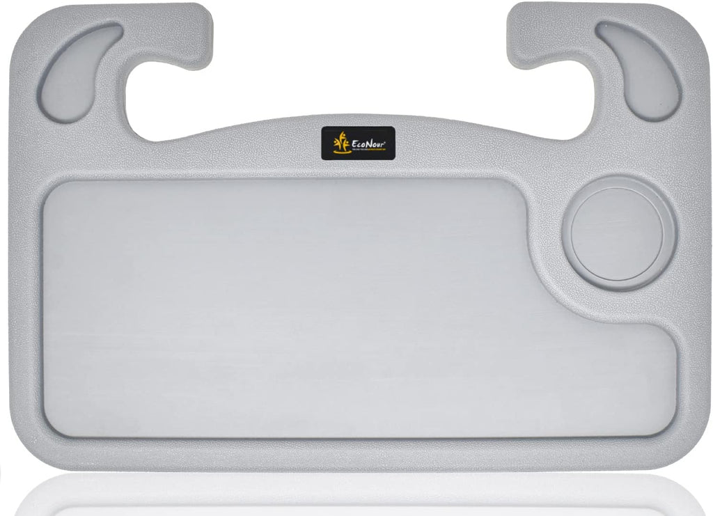 EcoNour 2 in 1 Car Steering Wheel Tray (Grey) | Multipurpose Car Steering Wheel Desk for Laptop and Food | Car Tray for Eating | Steering Wheel Accessories