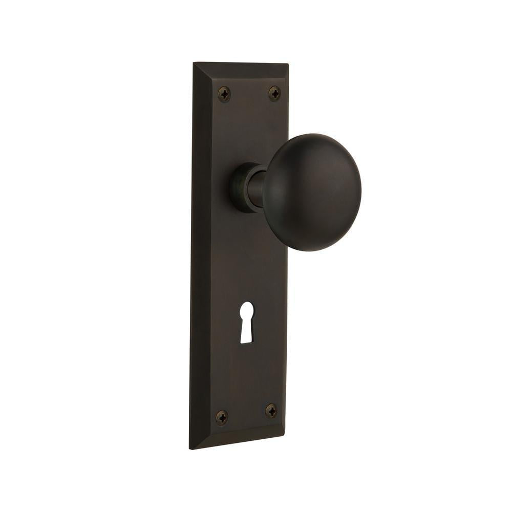 York Plate with Keyhole 2-3/4 in. Backset Oil-Rubbed Bronze Privacy Bed/Bath York Door Knob