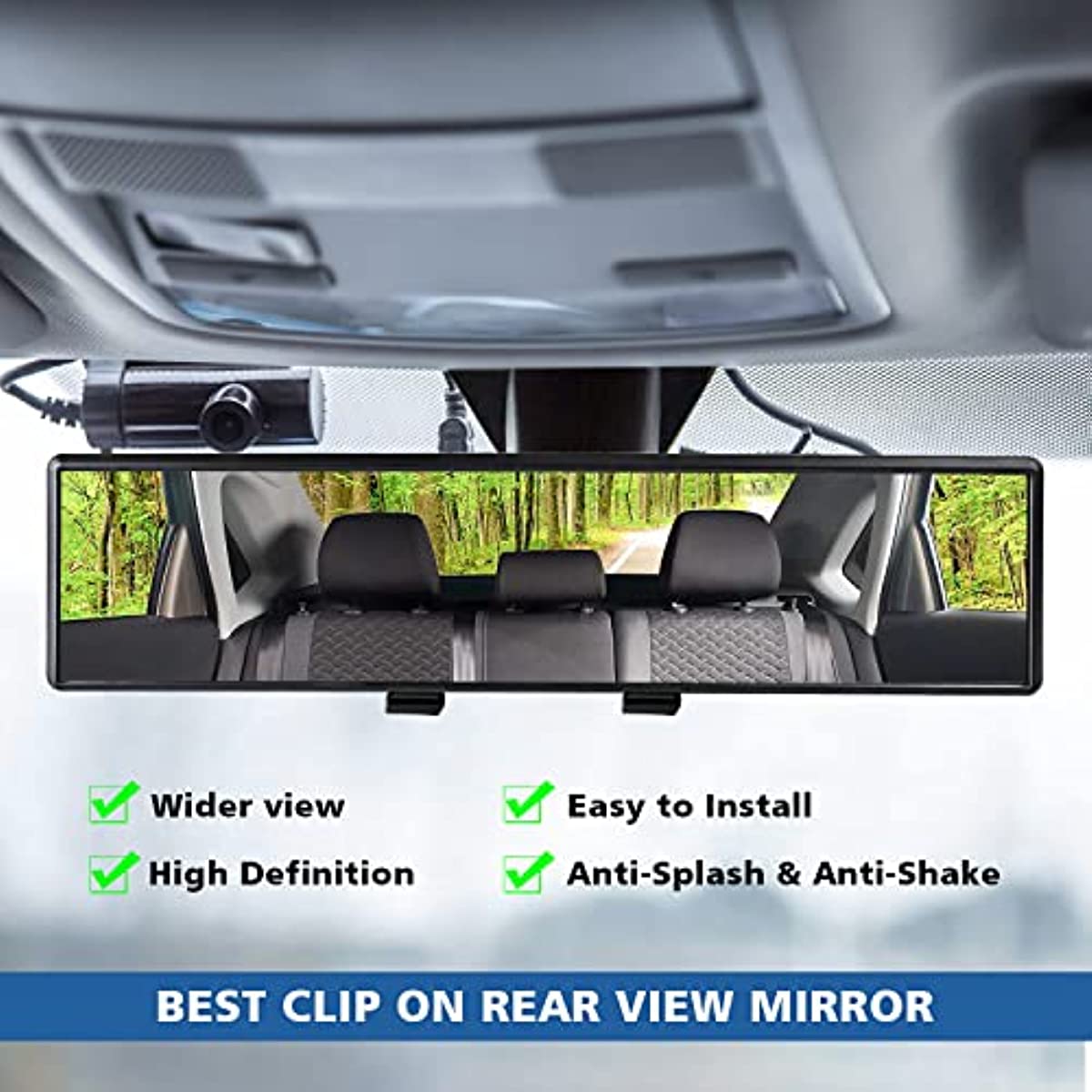 Car HD Rearview Mirrors 9.4 Inch,10.6 Inch,11.8 Inch Interior Clip-on Panoramic Rear View Mirror,  Universal Use For Cars, SUVs, Trucks, Vehicles