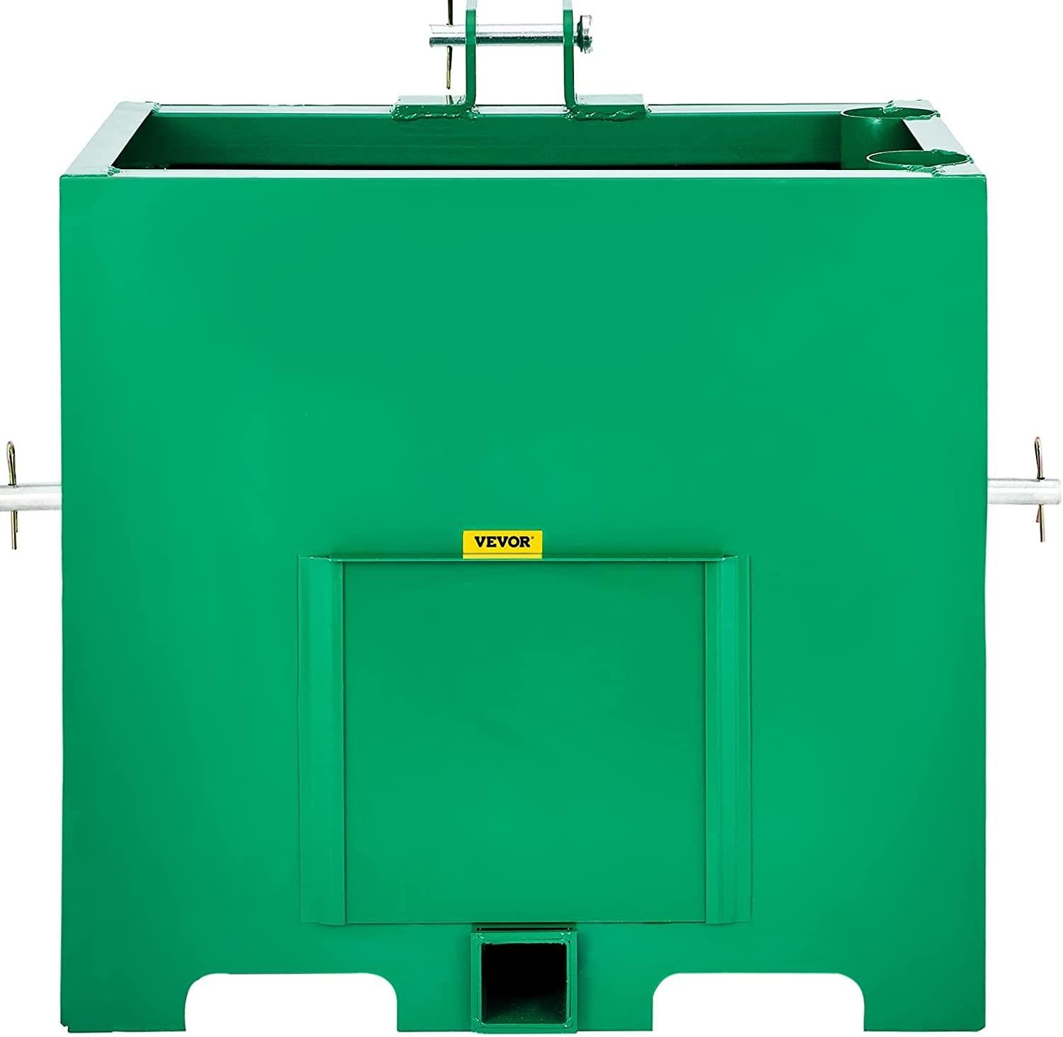 BestEquip 3 Point Ballast Box, 800lbs Capacity Hitch Ballast Box, Standard 2'' Hitch Receiver, Tractor Ballast Box with 5cu.ft Volume, Heavy Duty Steel, Fits Category 1 Tractor Attachment,Green
