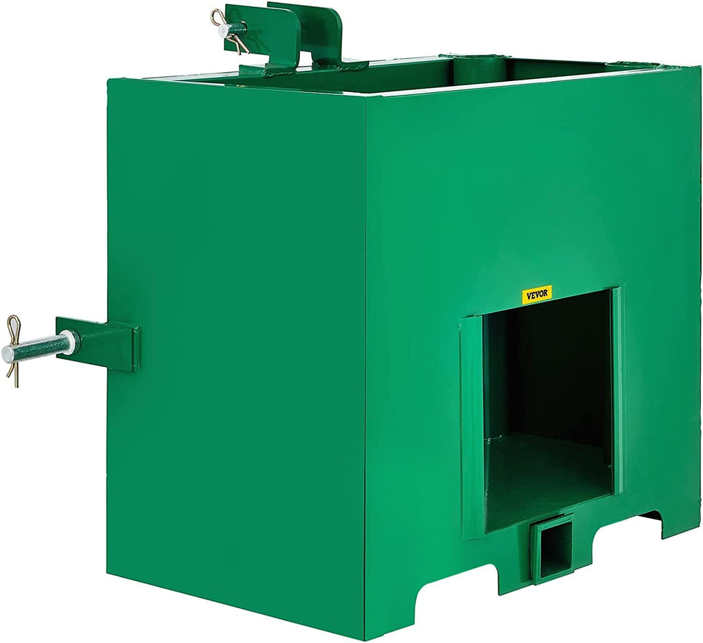 BestEquip 3 Point Ballast Box, 800lbs Capacity Hitch Ballast Box, Standard 2'' Hitch Receiver, Tractor Ballast Box with 5cu.ft Volume, Heavy Duty Steel, Fits Category 1 Tractor Attachment,Green