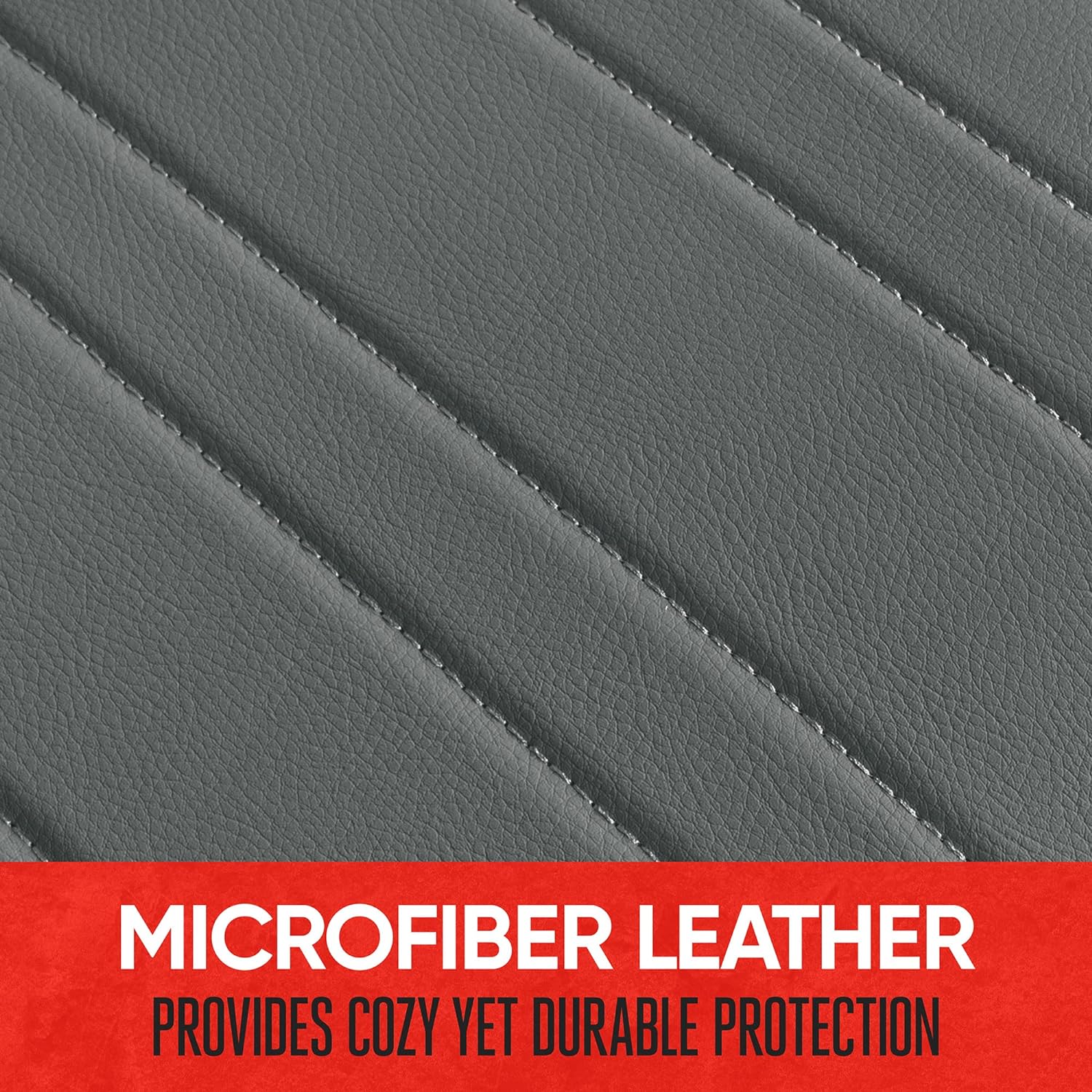 Motor Trend Gray Faux Leather 1-Piece Padded Car Seat Protector with Storage Pockets, Premium Interior Front Seat Cover for Cars Truck SUV Auto