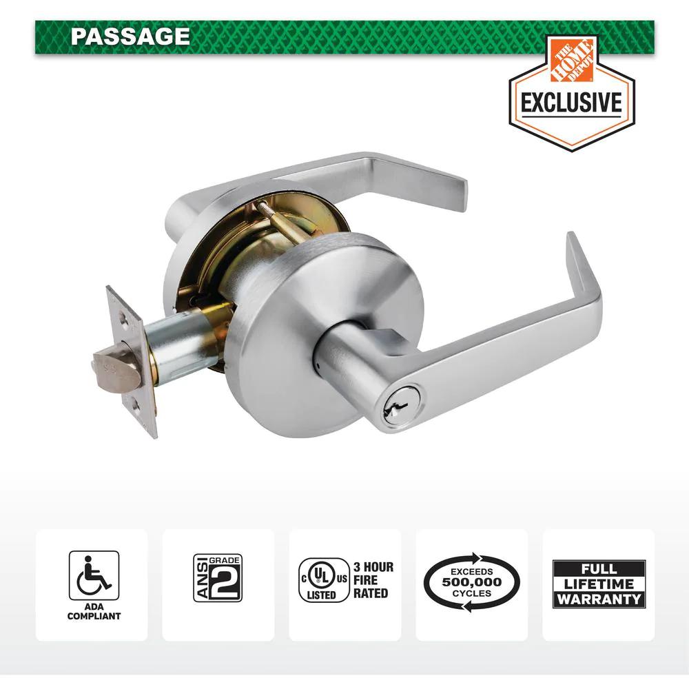 Commercial 2-3/4 in. Satin Chrome Standard Duty PassaHall/Closet Door Lever