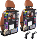Backseat Car Organizer 2 PCS,Car Storage Organizer with Touch Tablet Holder Tissue Box Seat Back Protectors with 8 Storage Pockets Earphone/Charging Hole,Travel Accessories,Road Trip Essential Kids