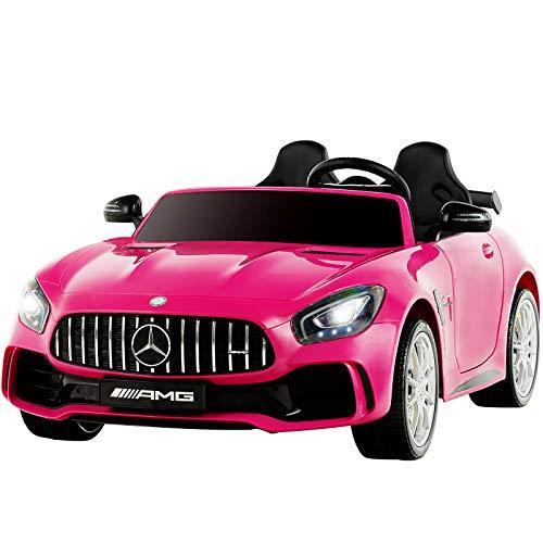 Uenjoy 2 Seater 12V Electric Kids Ride On Car Mercedes Benz AMG GTR Motorized Vehicles with Remote Control, Battery Powered, LED Lights, Wheels Suspension, Music, Horn, Pink