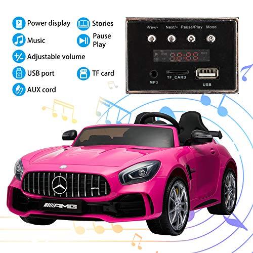 Uenjoy 2 Seater 12V Electric Kids Ride On Car Mercedes Benz AMG GTR Motorized Vehicles with Remote Control, Battery Powered, LED Lights, Wheels Suspension, Music, Horn, Pink