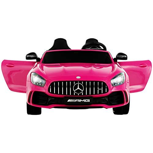 Uenjoy 2 Seater 12V Electric Kids Ride On Car Mercedes Benz AMG GTR Motorized Vehicles with Remote Control, Battery Powered, LED Lights, Wheels Suspension, Music, Horn, Pink