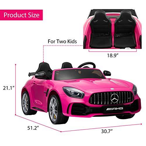 Uenjoy 2 Seater 12V Electric Kids Ride On Car Mercedes Benz AMG GTR Motorized Vehicles with Remote Control, Battery Powered, LED Lights, Wheels Suspension, Music, Horn, Pink