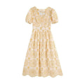 fashion cutwork embroidery midi dress