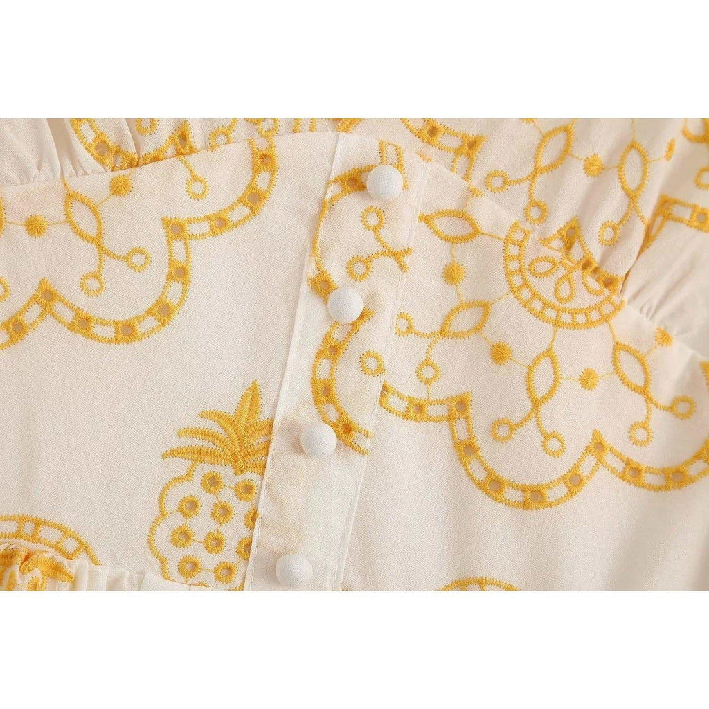 fashion cutwork embroidery midi dress