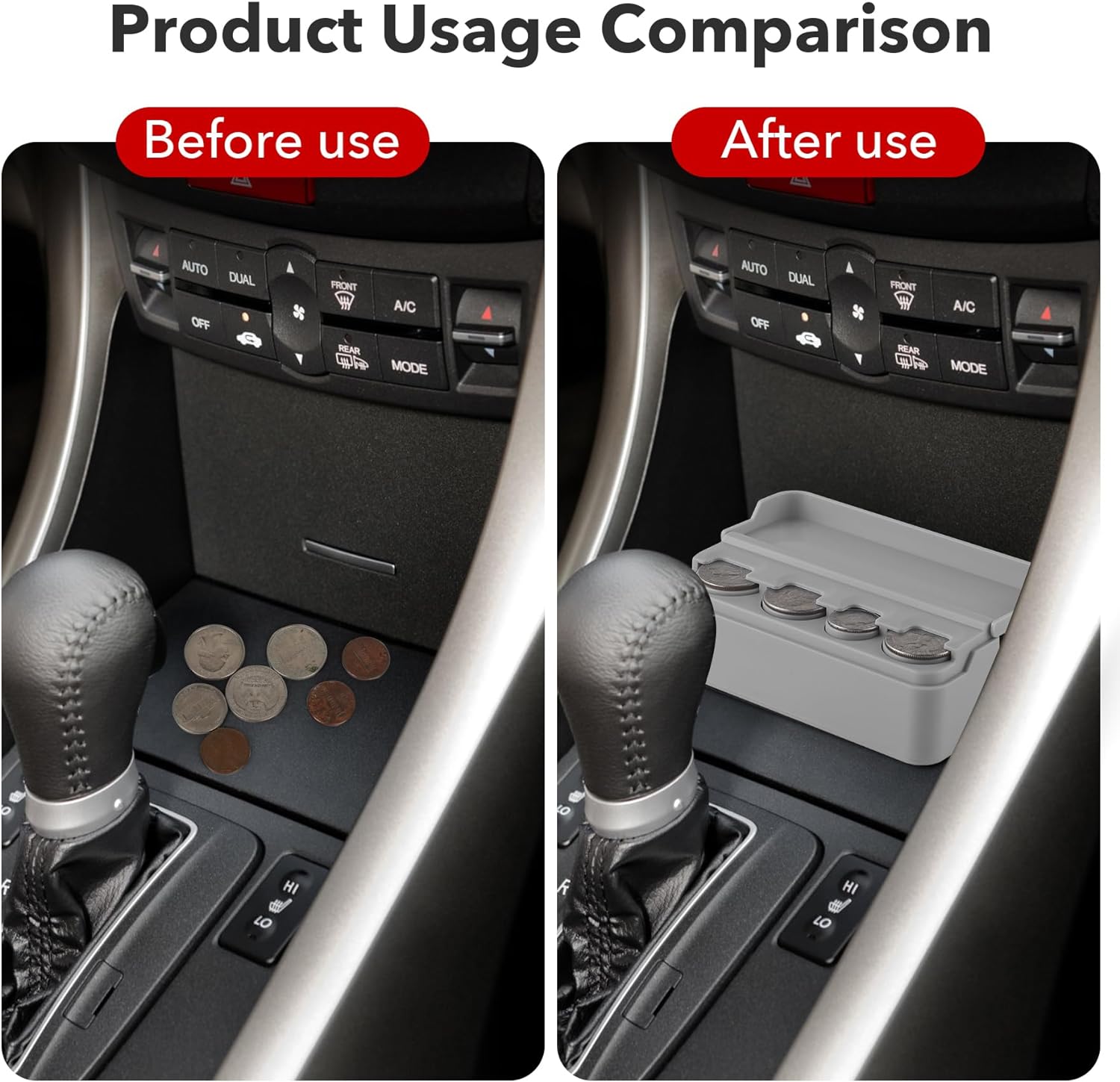 SINGARO Coin Holder for Car, Universal Car Coin Change Organizer, Car Coin Holder Compatible with Coins of Different Sizes, Car Interior Accessories, Suitable for Most Cars, Trucks(Gray)