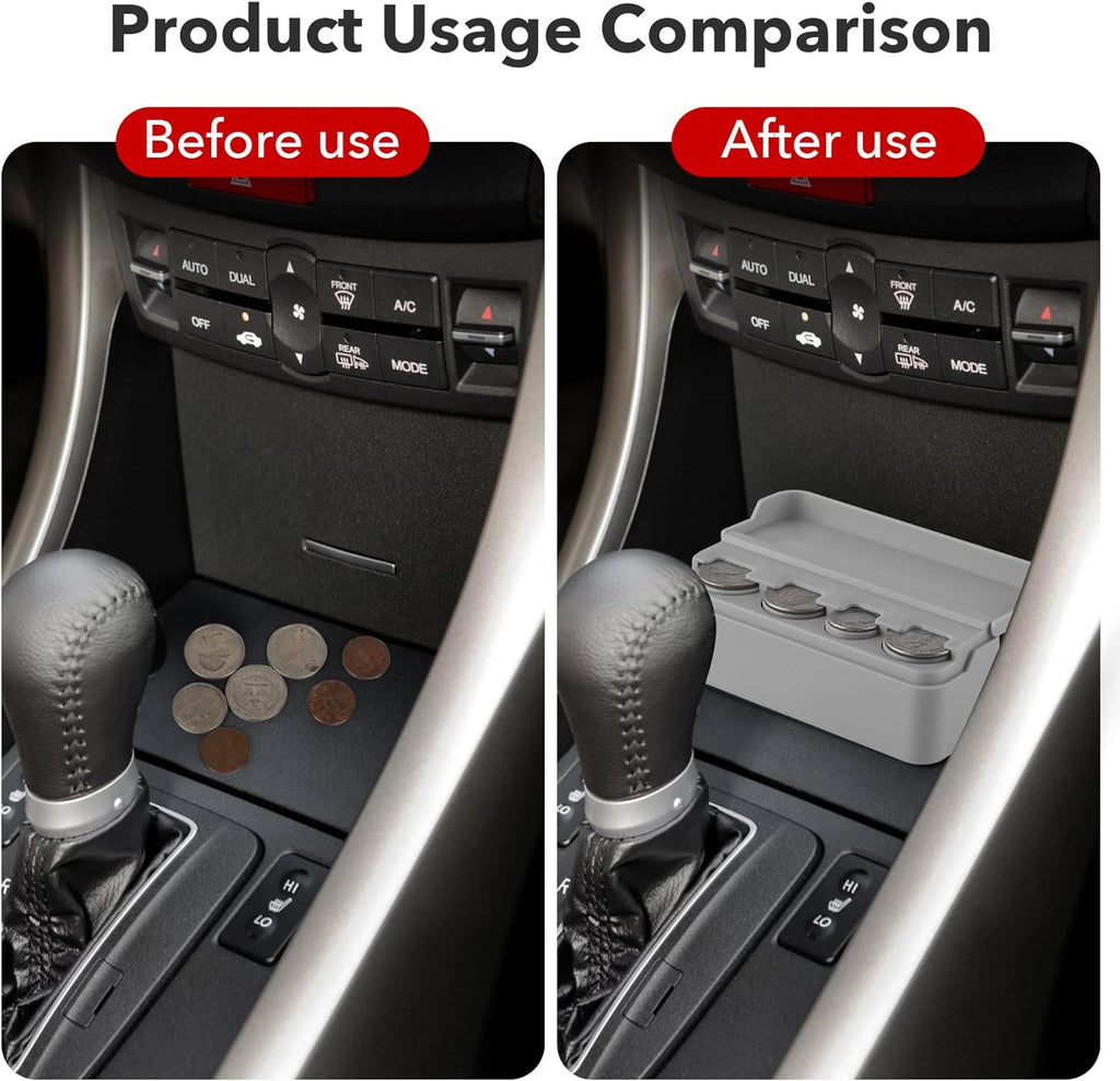 SINGARO Coin Holder for Car, Universal Car Coin Change Organizer, Car Coin Holder Compatible with Coins of Different Sizes, Car Interior Accessories, Suitable for Most Cars, Trucks(Gray，2 Pack)