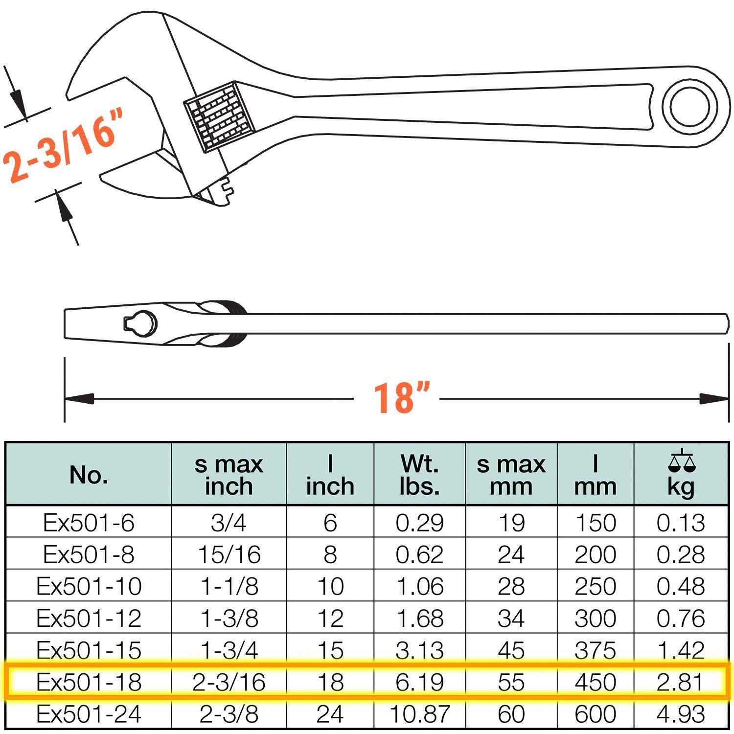 CS UniEX501-18A Non-SparAluminum Bronze (Albr) 450Mm (18In) Adjustable End Wrench
