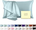 Mulberry Silk Pillowcase for Hair and Skin Standard Size 20"X 26" with Hidden Zipper Soft Breathable Smooth Cooling Pillow Covers for Sleeping(Haze Blue,1Pcs)