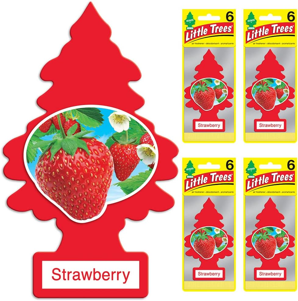 LITTLE TREES Air Fresheners Car Air Freshener. Hanging Tree Provides Long Lasting Scent for Auto or Home. Strawberry, 24 Air Fresheners