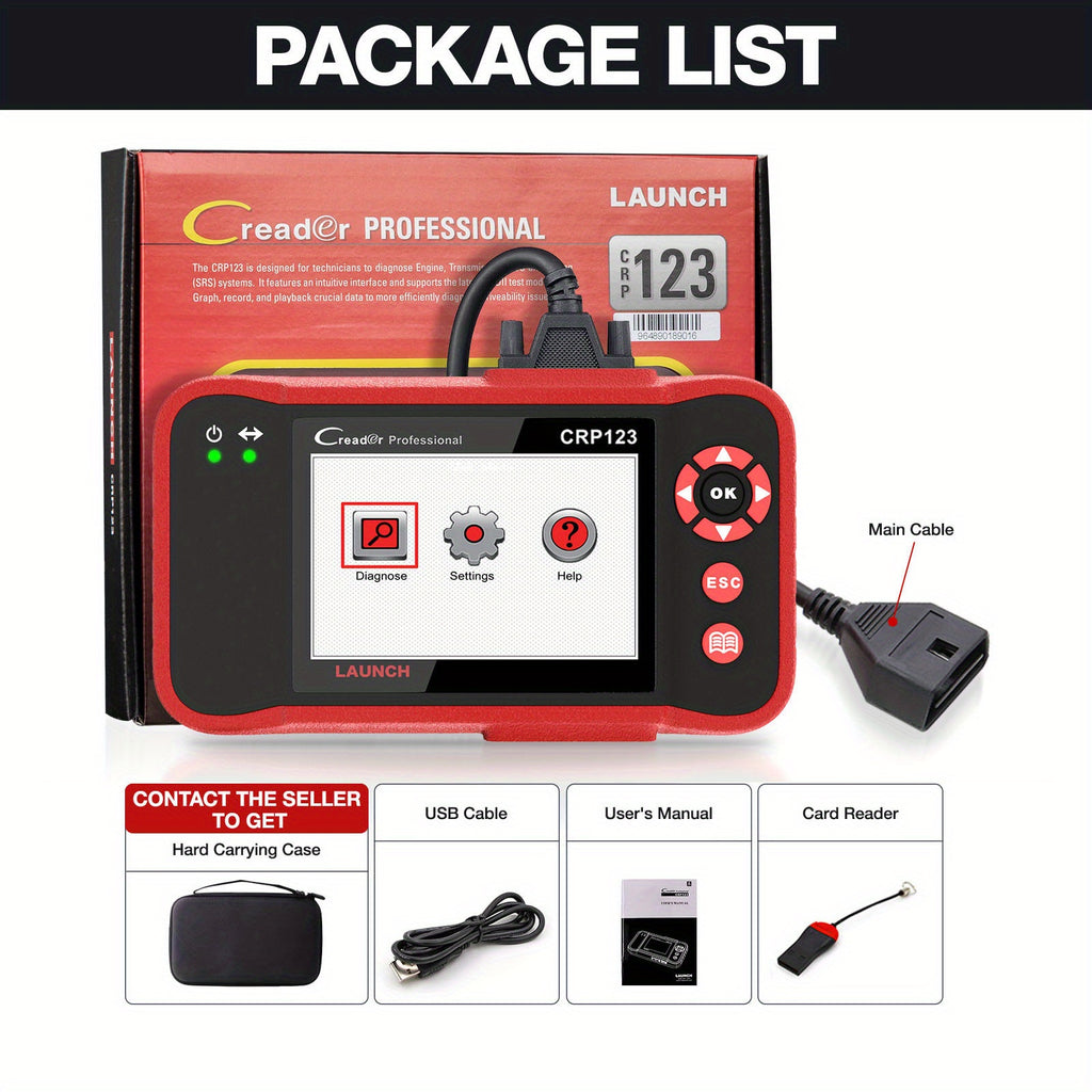 Professional Automotive Scanner: LAUNCH X431 CRP123 OBD2 - Engine, ABS, SRS &amp; AT Code Reader - Lifetime Updates!