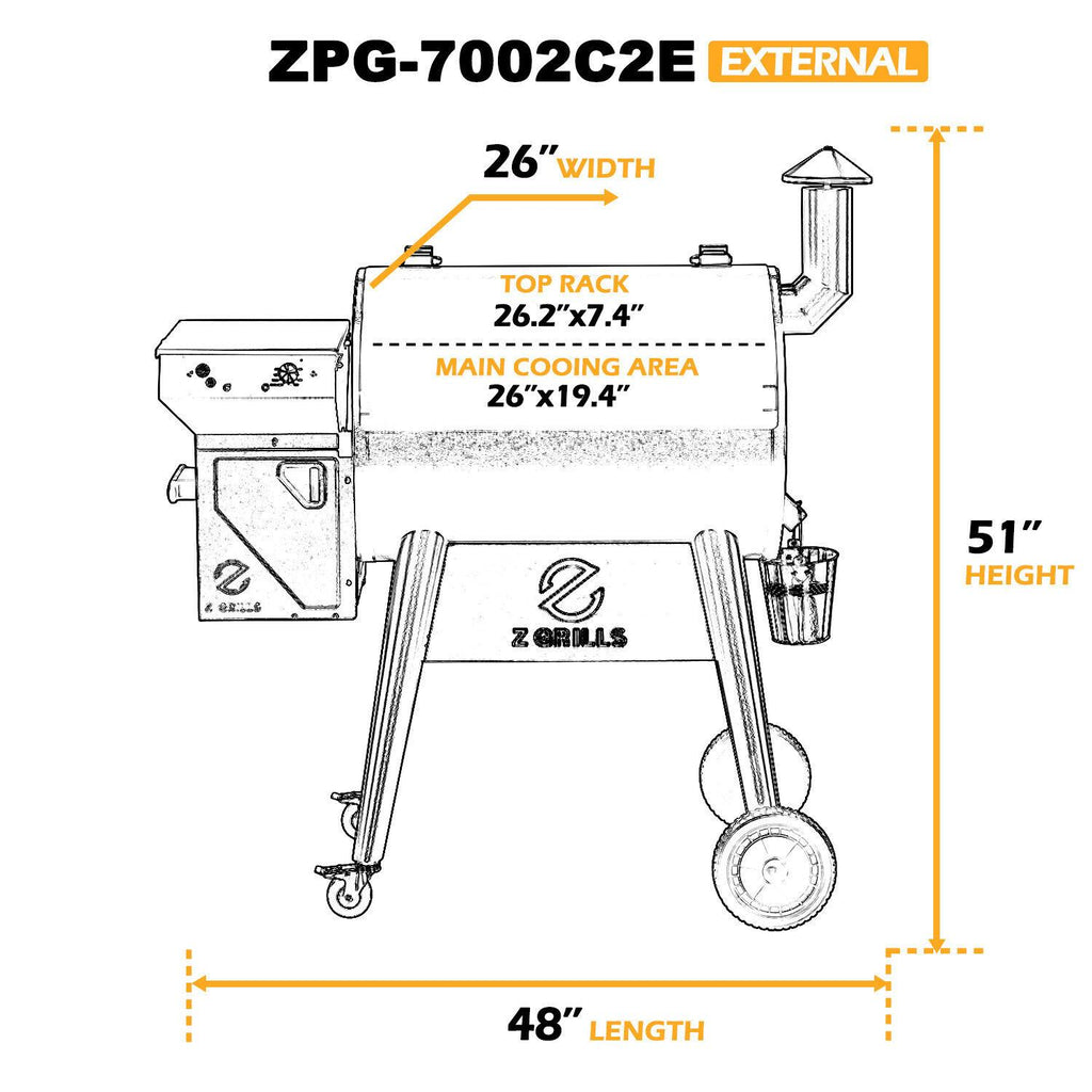 ZPG-7002C2E Pellet Grill BBQ Smoker Digital Control 697 sq. in.