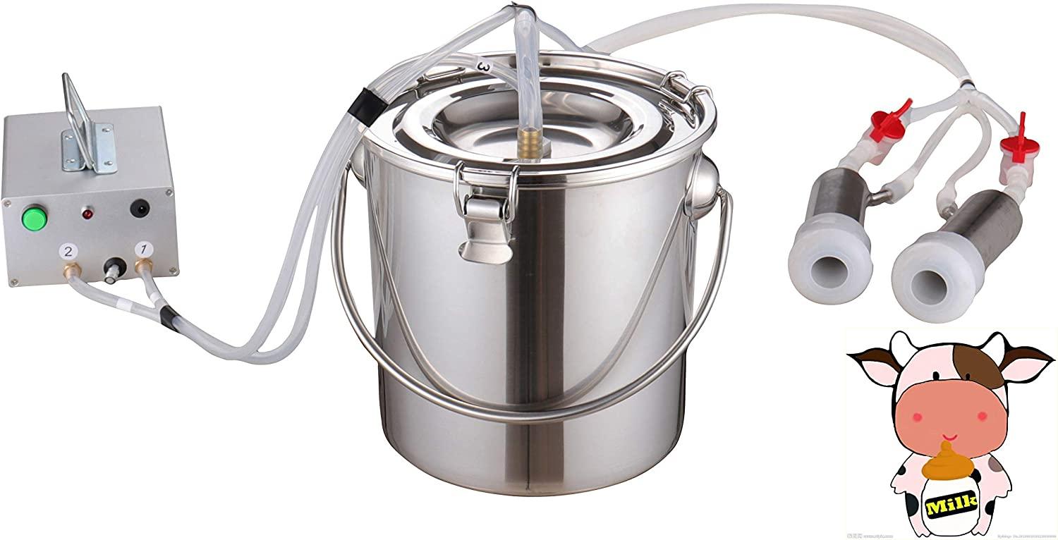 FARM LEAGUE MilMachine for Cows,Pulsation Vacuum Pump Milker.Food-Grade Automatic 7L Cow MilMachine,US Standard. (7L, Cow)