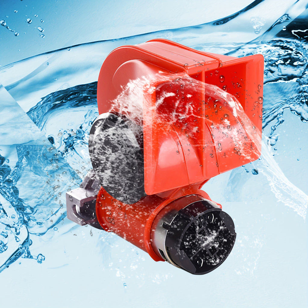 Train Horn Air Horn for Truck 12V 150db Super Loud Snail Car Horn with Compressor Air Horn for Any 12V Vehicles Cars Jeeps Trucks Motorcycles-Red