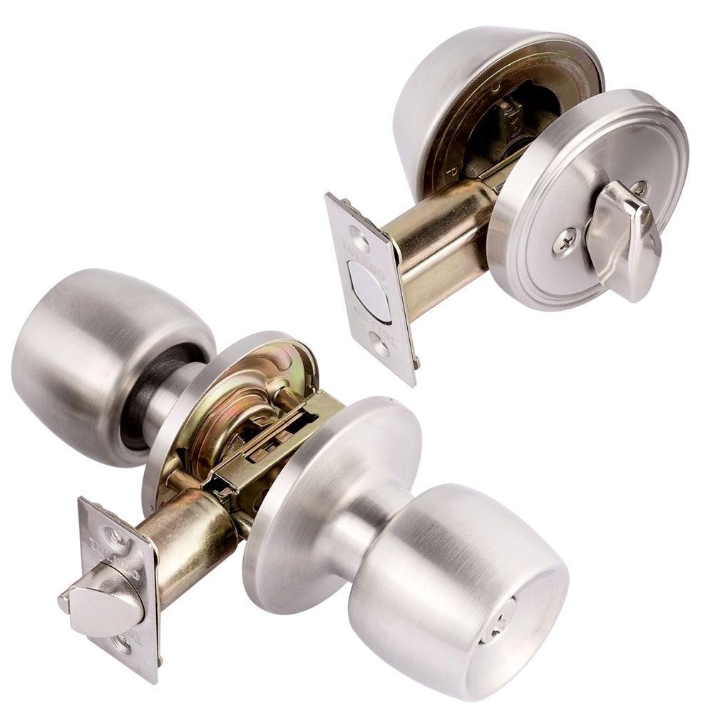 Single Cylinder Satin Nickel Combo Set