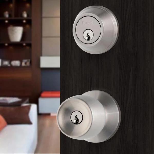 Single Cylinder Satin Nickel Combo Set