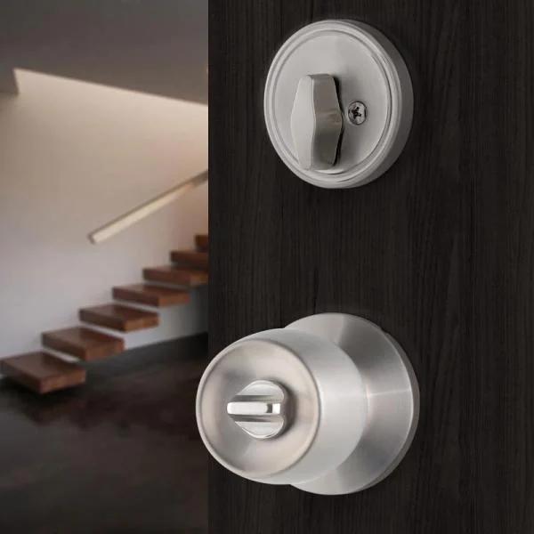 Single Cylinder Satin Nickel Combo Set