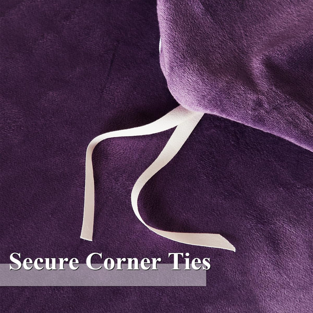 Ivellow Velvet Duvet Cover Queen Purple Velvet Queen Duvet Cover Comforter Cover 3Pcs Ultra Soft Duvet Cover Breathable Solid Luxury Flannel Velour Duvet Cover Zipper Closure Corner Tie
