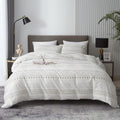 HYPREST Boho Duvet Cover King Size - Soft Boho Aztec White Duvet Cover with Taupe Waves and Traingles Lightweight, Oeko-TEX Certificated (No Comforter)
